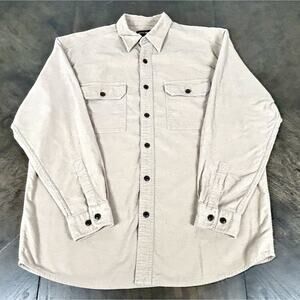 Vtg Eddie Bauer Chambray Button Up Shirt Men's Medium 100% Cotton Hong Kong